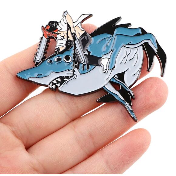 Chainsaw Man DENJI Riding A Shark Enamel Pins 22 - Picture 1 of 4